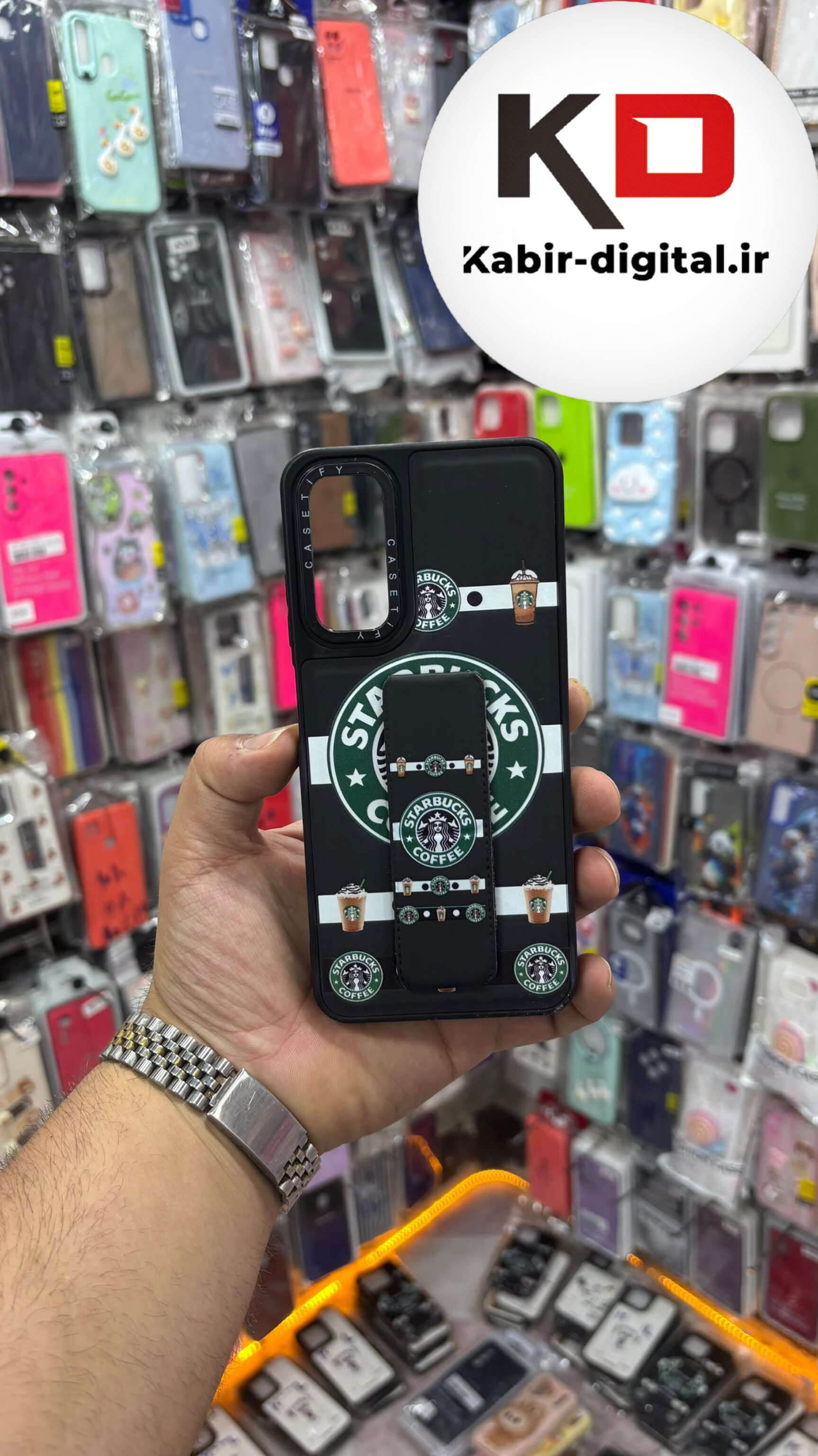 قاب گوشی Galaxy A05S سامسونگ Casetify استند شو اسپرت لنز برجسته طرح استار باکس مشکی