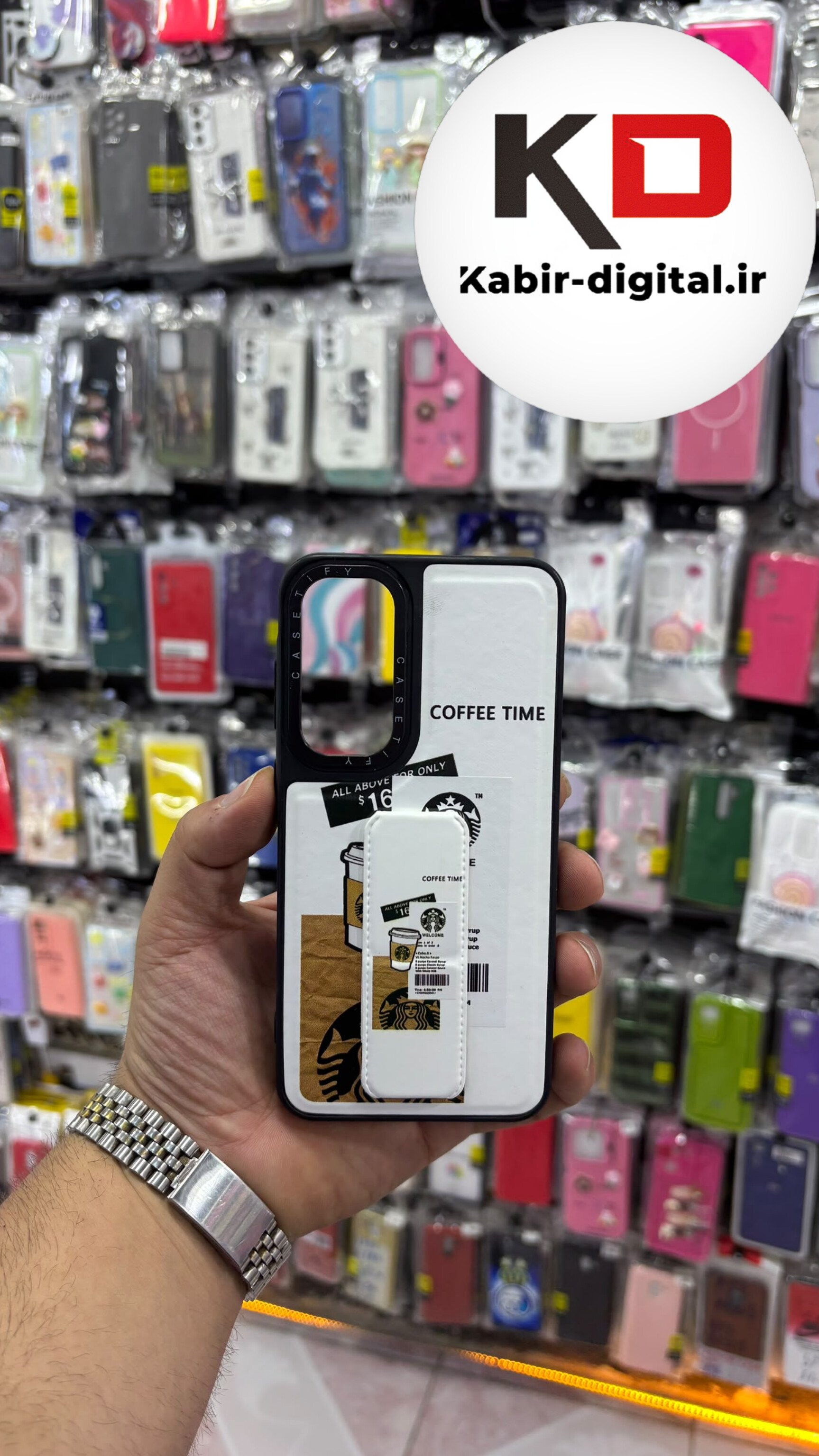 قاب گوشی Galaxy A55 / A35 سامسونگ Casetify استند شو اسپرت لنز برجسته طرح استار باکس سفید