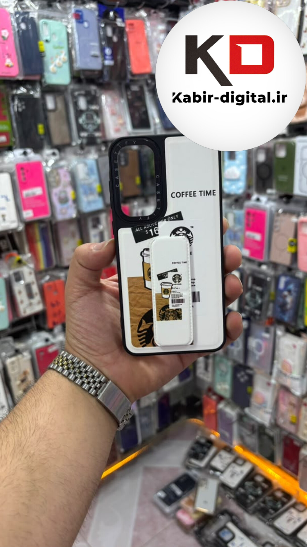 قاب گوشی Galaxy A35 / A55 سامسونگ Casetify استند شو اسپرت لنز برجسته طرح استار باکس سفید