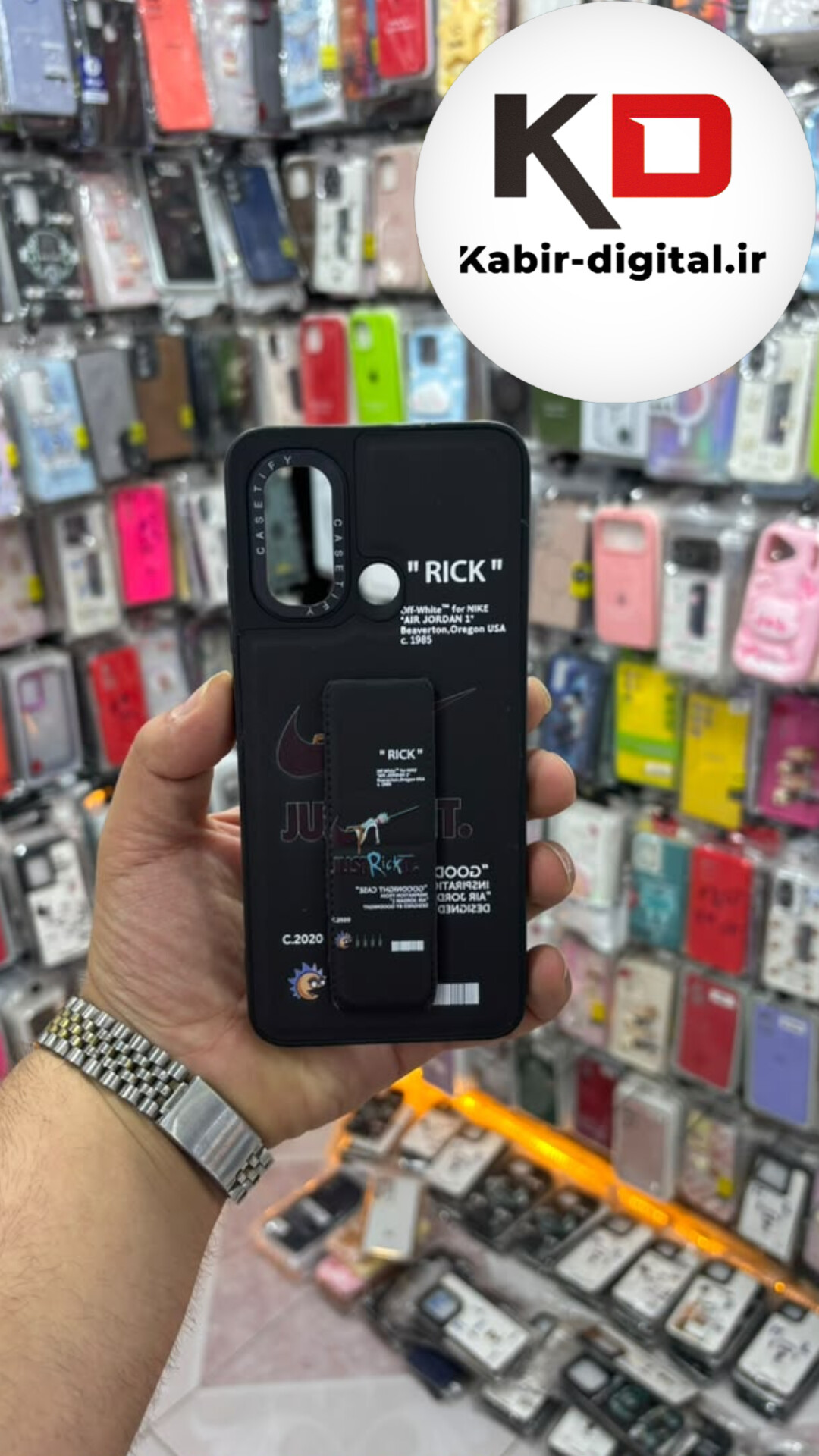 قاب گوشی Redmi 12c / POCO C55 شیائومی Casetify استند شو اسپرت لنز برجسته طرح نایک مشکی