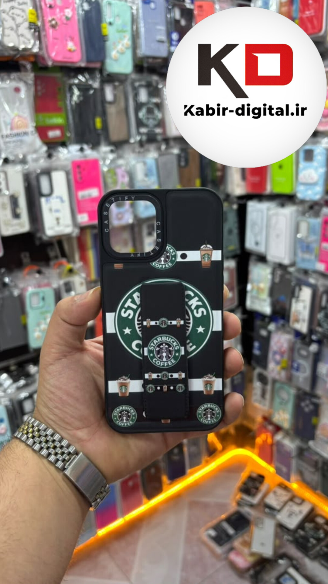 قاب گوشی iPhone 12 Pro Max ایفون Casetify استند شو اسپرت لنز برجسته طرح استار باکس مشکی