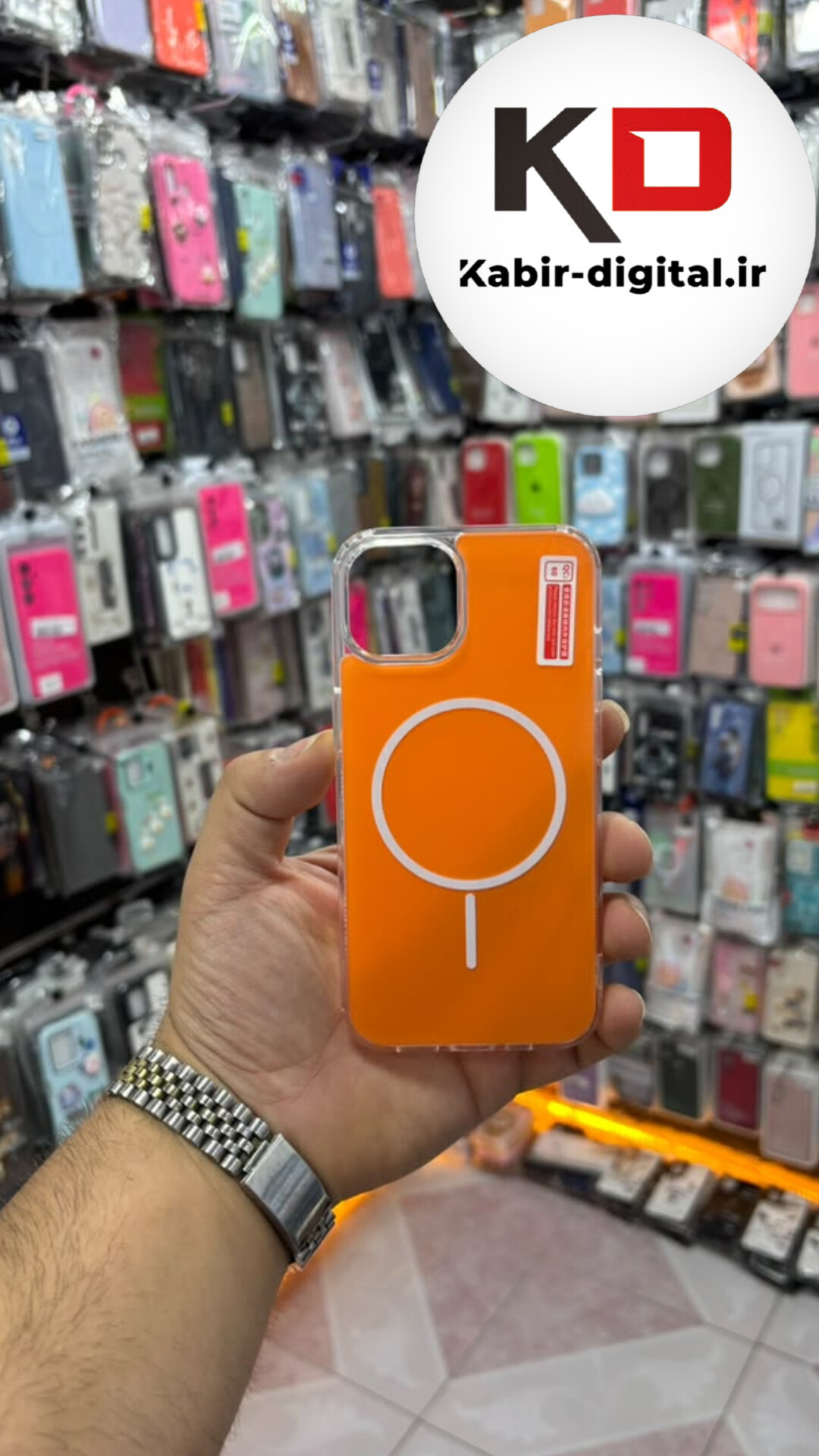 قاب گوشی iPhone 13 آیفون Cosmic Clear Case مگ سیف Magsafe اورجینال اسپرت ایربگ دار ضد ضربه نارنجی