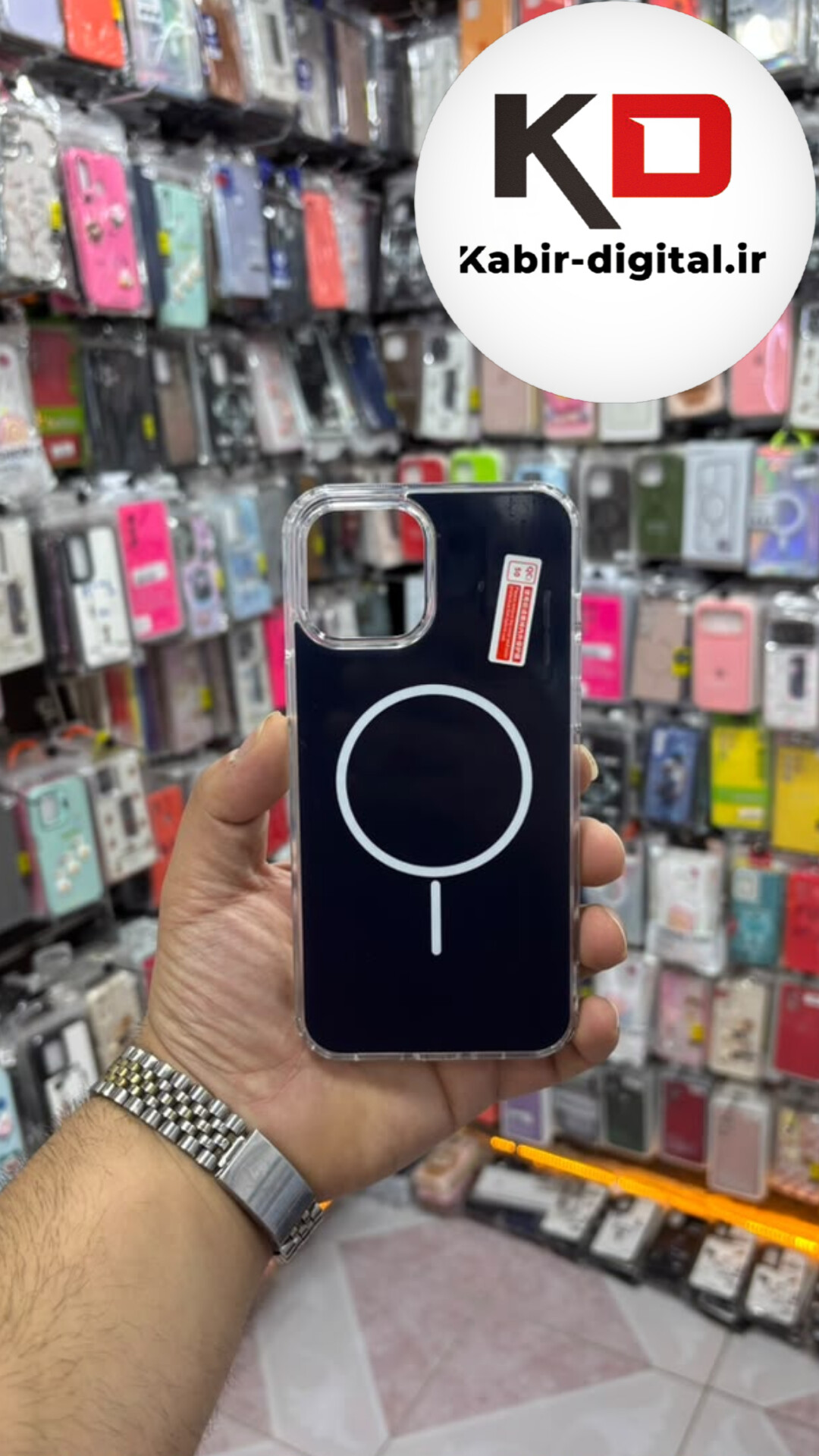 قاب گوشی iPhone 12 Pro Max آیفون Cosmic Clear Case مگ سیف Magsafe اورجینال اسپرت ایربگ دار ضد ضربه سرمه ای