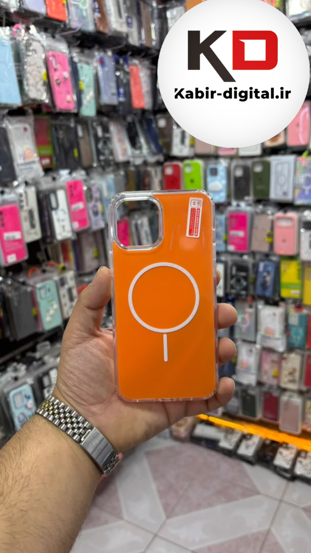 قاب گوشی iPhone 13 / 14 / 15 آیفون Cosmic Clear Case مگ سیف Magsafe اورجینال اسپرت ایربگ دار ضد ضربه نارنجی