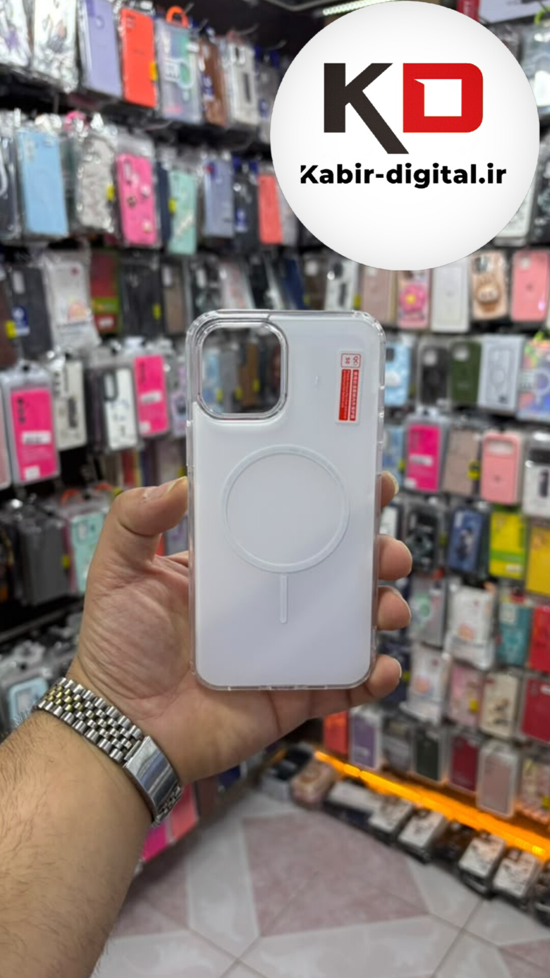 قاب گوشی iPhone 13 / 14 / 15 آیفون Cosmic Clear Case مگ سیف Magsafe اورجینال اسپرت ایربگ دار ضد ضربه سفید