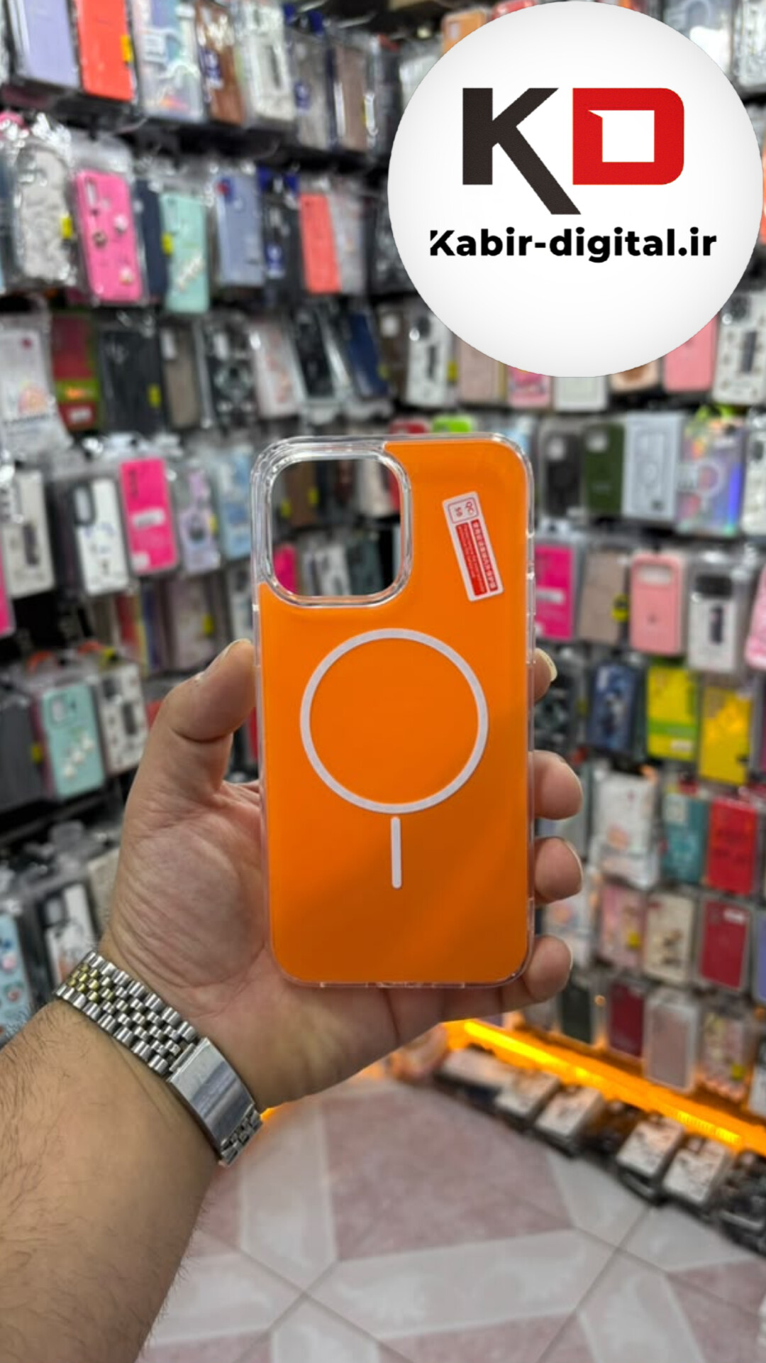 قاب گوشی iPhone 13 Pro آیفون Cosmic Clear Case مگ سیف Magsafe اورجینال اسپرت ایربگ دار ضد ضربه نارنجی