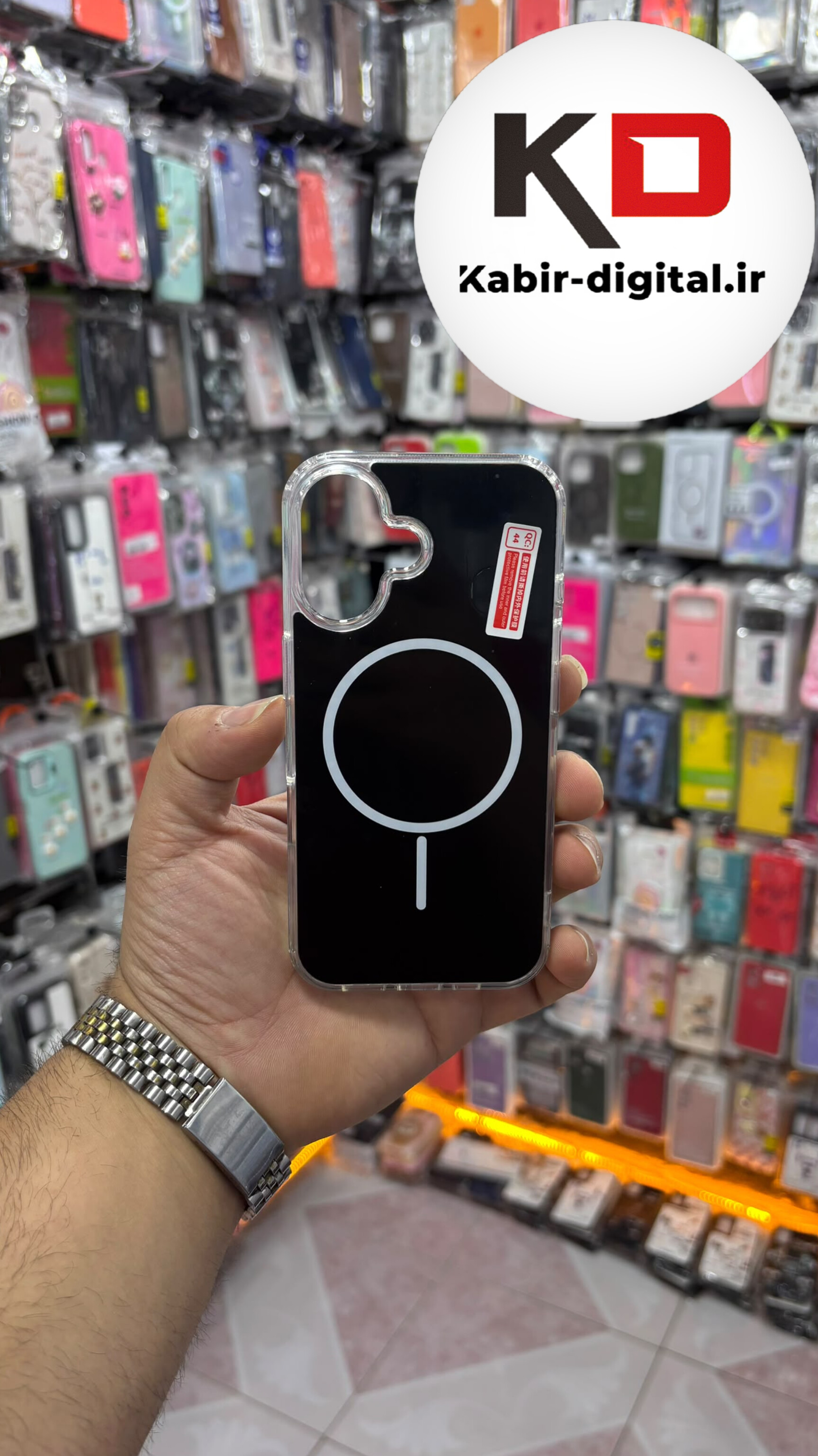 قاب گوشی iPhone 16 آیفون Cosmic Clear Case مگ سیف Magsafe اورجینال اسپرت ایربگ دار ضد ضربه مشکی