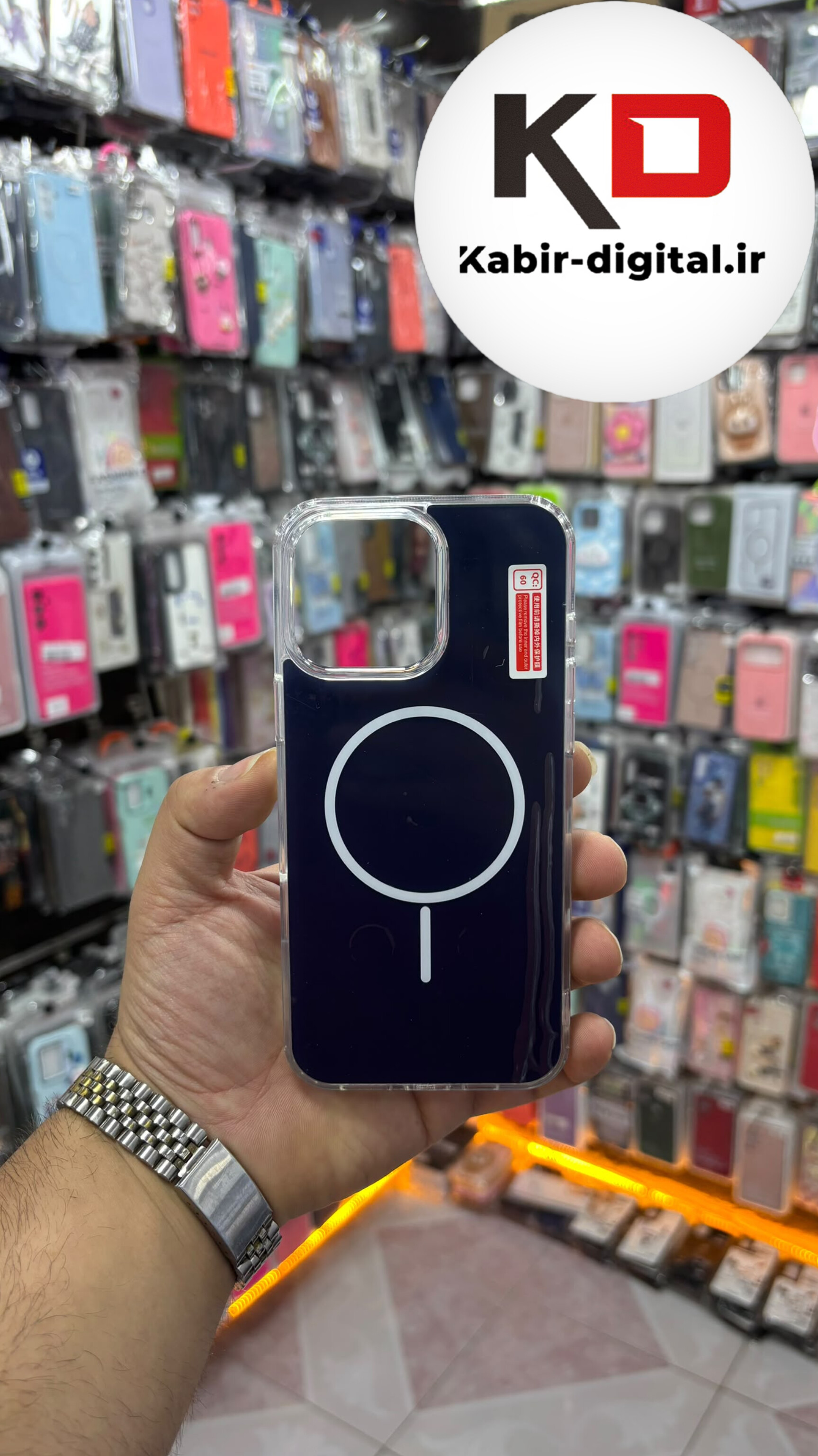 قاب گوشی iPhone 16 Pro Max آیفون Cosmic Clear Case مگ سیف Magsafe اورجینال اسپرت ایربگ دار ضد ضربه سرمه ای