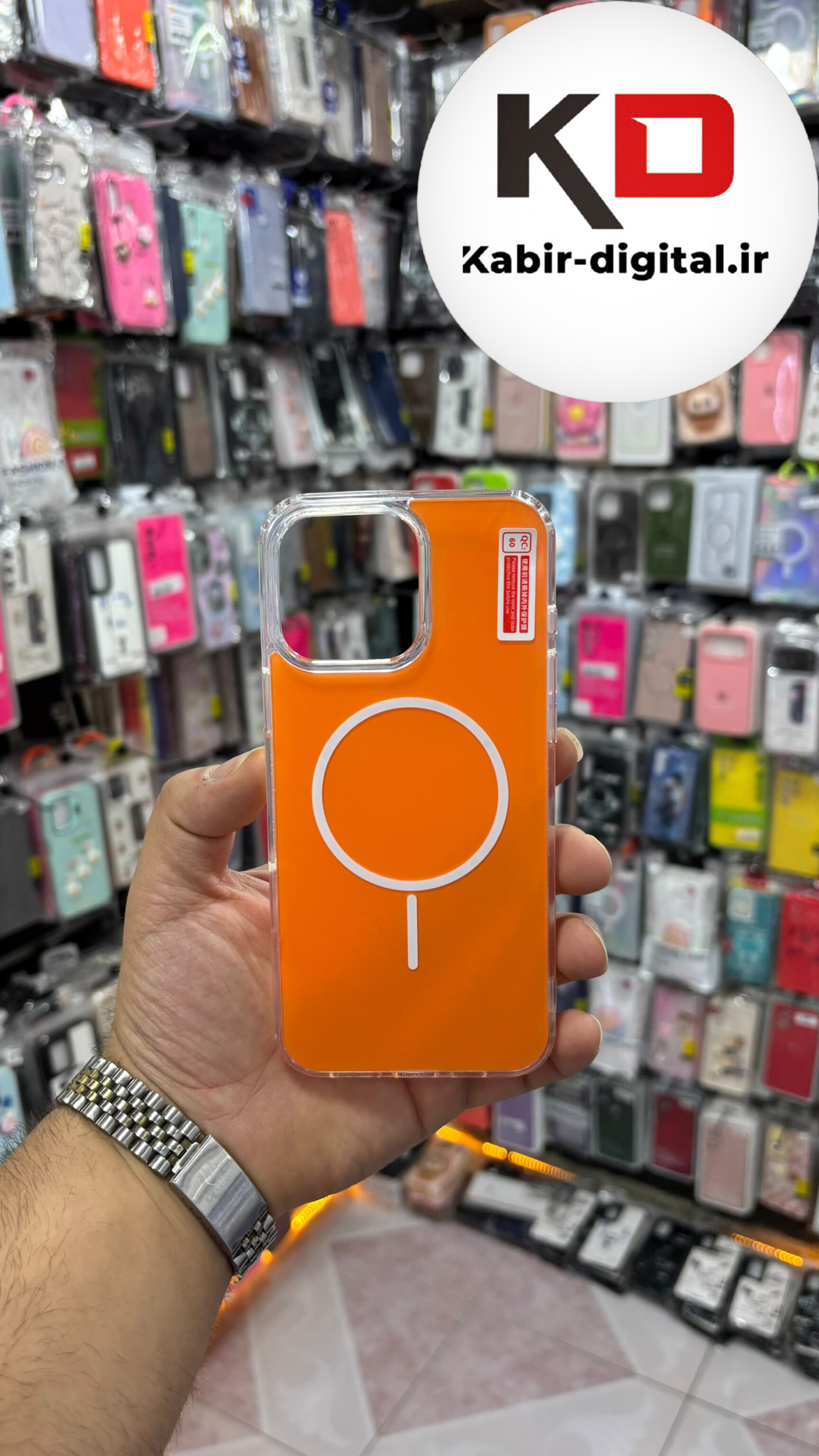 قاب گوشی iPhone 16 Pro Max آیفون Cosmic Clear Case مگ سیف Magsafe اورجینال اسپرت ایربگ دار ضد ضربه نارنجی