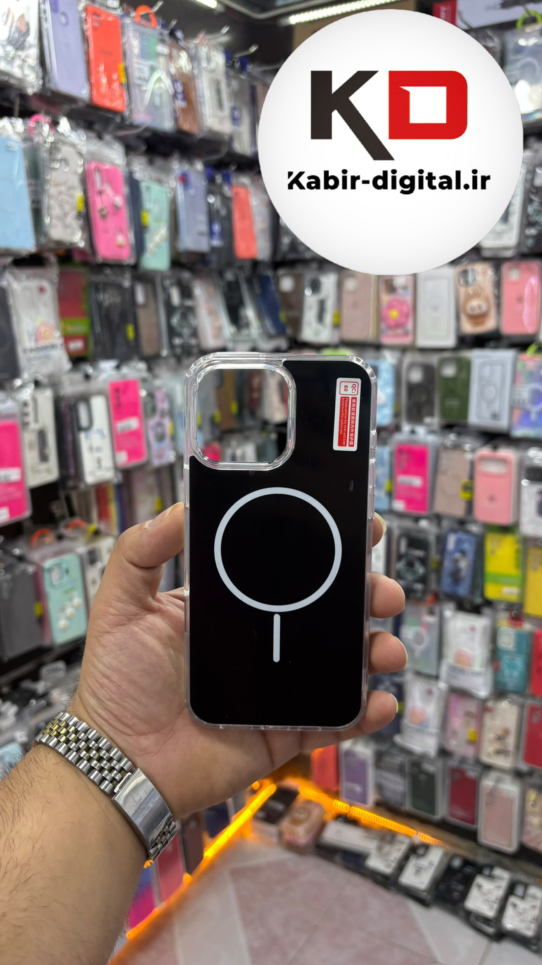 قاب گوشی iPhone 16 Pro Max آیفون Cosmic Clear Case مگ سیف Magsafe اورجینال اسپرت ایربگ دار ضد ضربه مشکی
