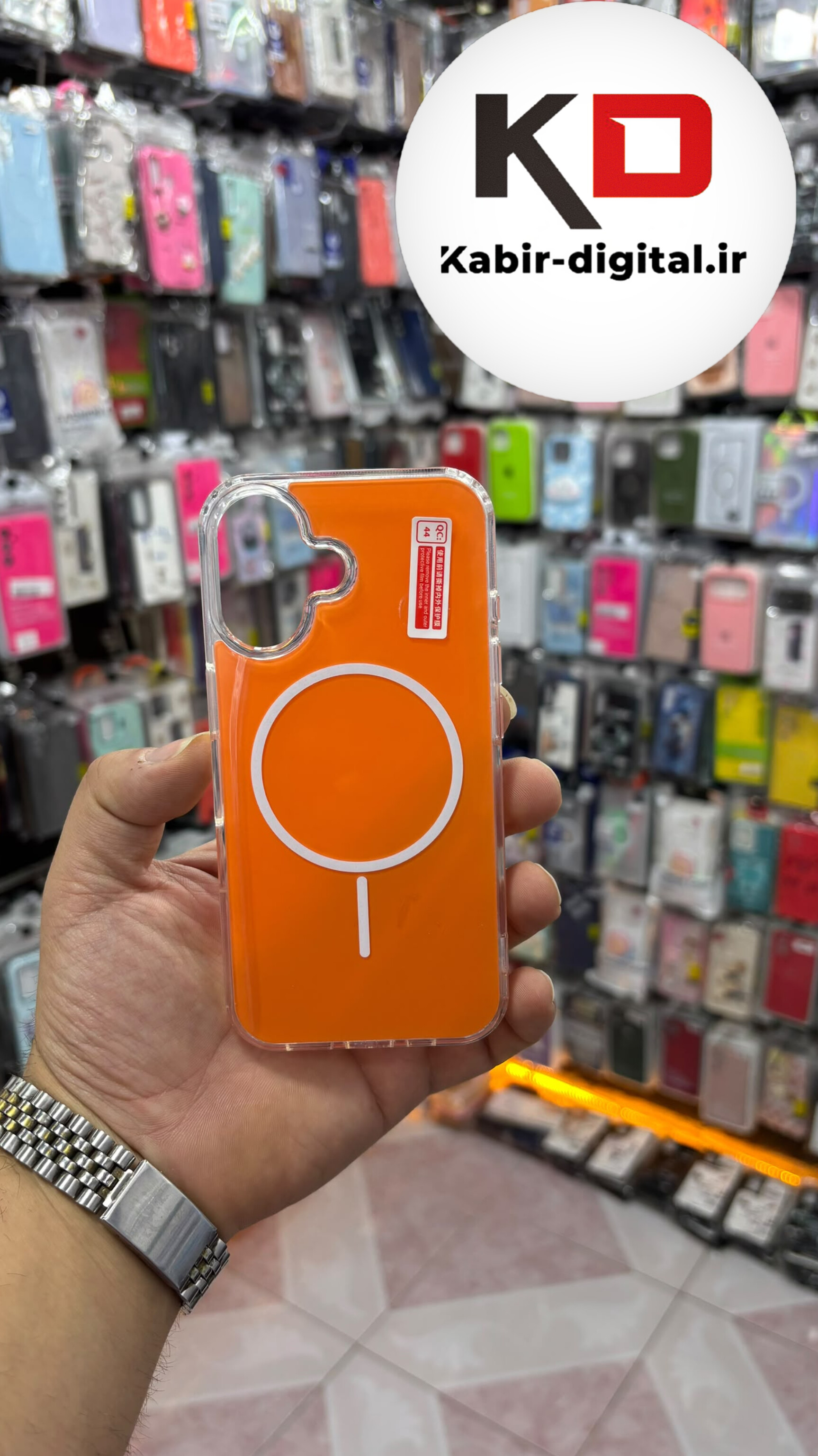 قاب گوشی iPhone 17 آیفون Cosmic Clear Case مگ سیف Magsafe اورجینال اسپرت ایربگ دار ضد ضربه نارنجی