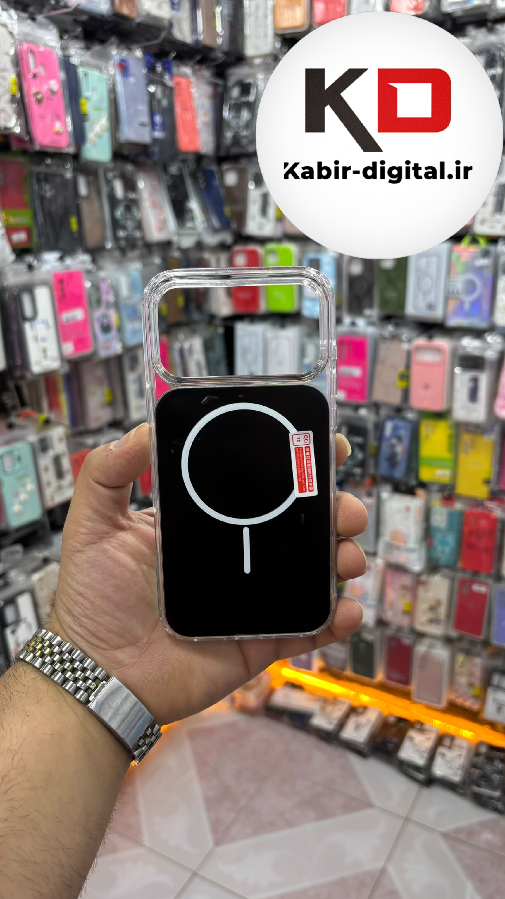 قاب گوشی iPhone 17 Pro Max آیفون Cosmic Clear Case مگ سیف Magsafe اورجینال اسپرت ایربگ دار ضد ضربه مشکی