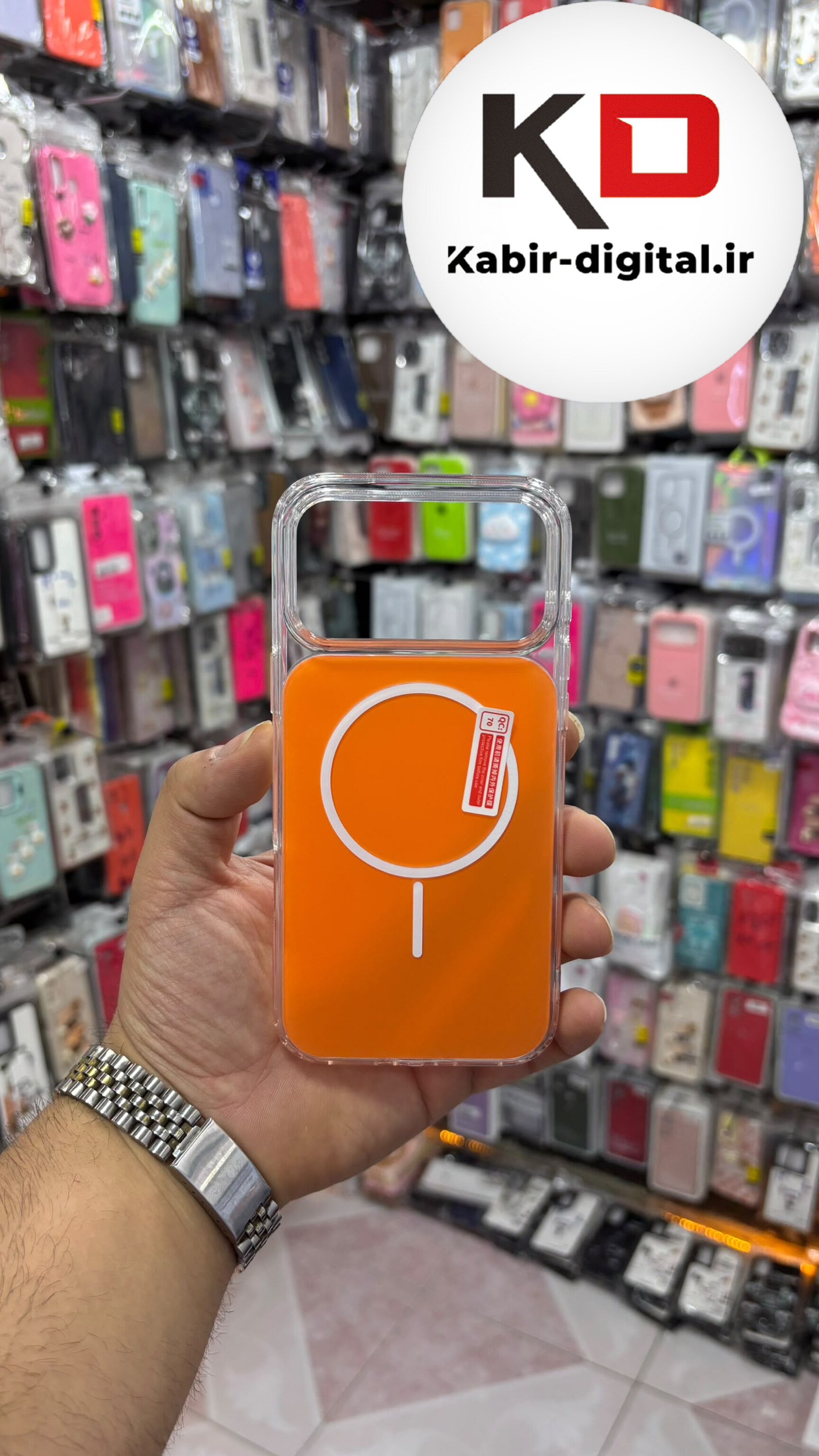 قاب گوشی iPhone 17 Pro Max آیفون Cosmic Clear Case مگ سیف Magsafe اورجینال اسپرت ایربگ دار ضد ضربه نارنجی