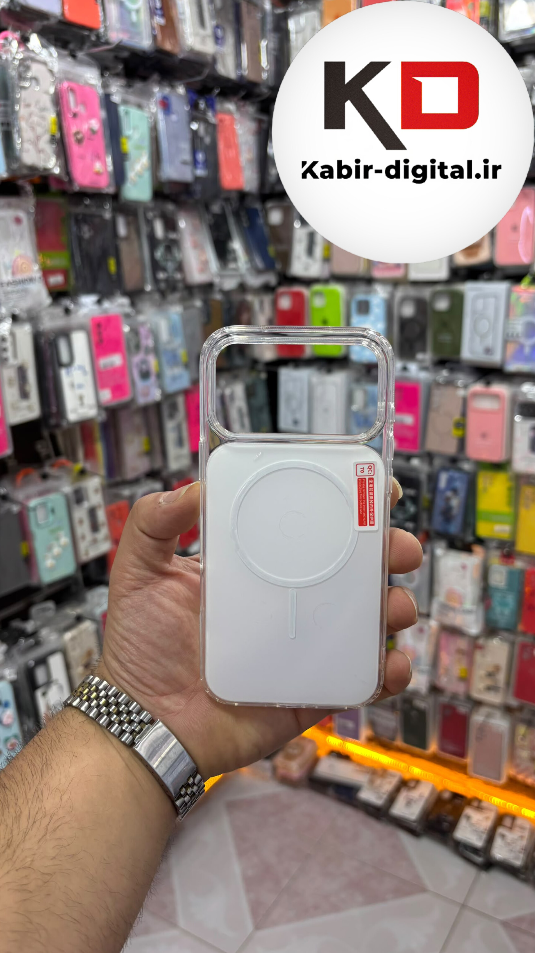 قاب گوشی iPhone 17 Pro Max آیفون Cosmic Clear Case مگ سیف Magsafe اورجینال اسپرت ایربگ دار ضد ضربه سفید