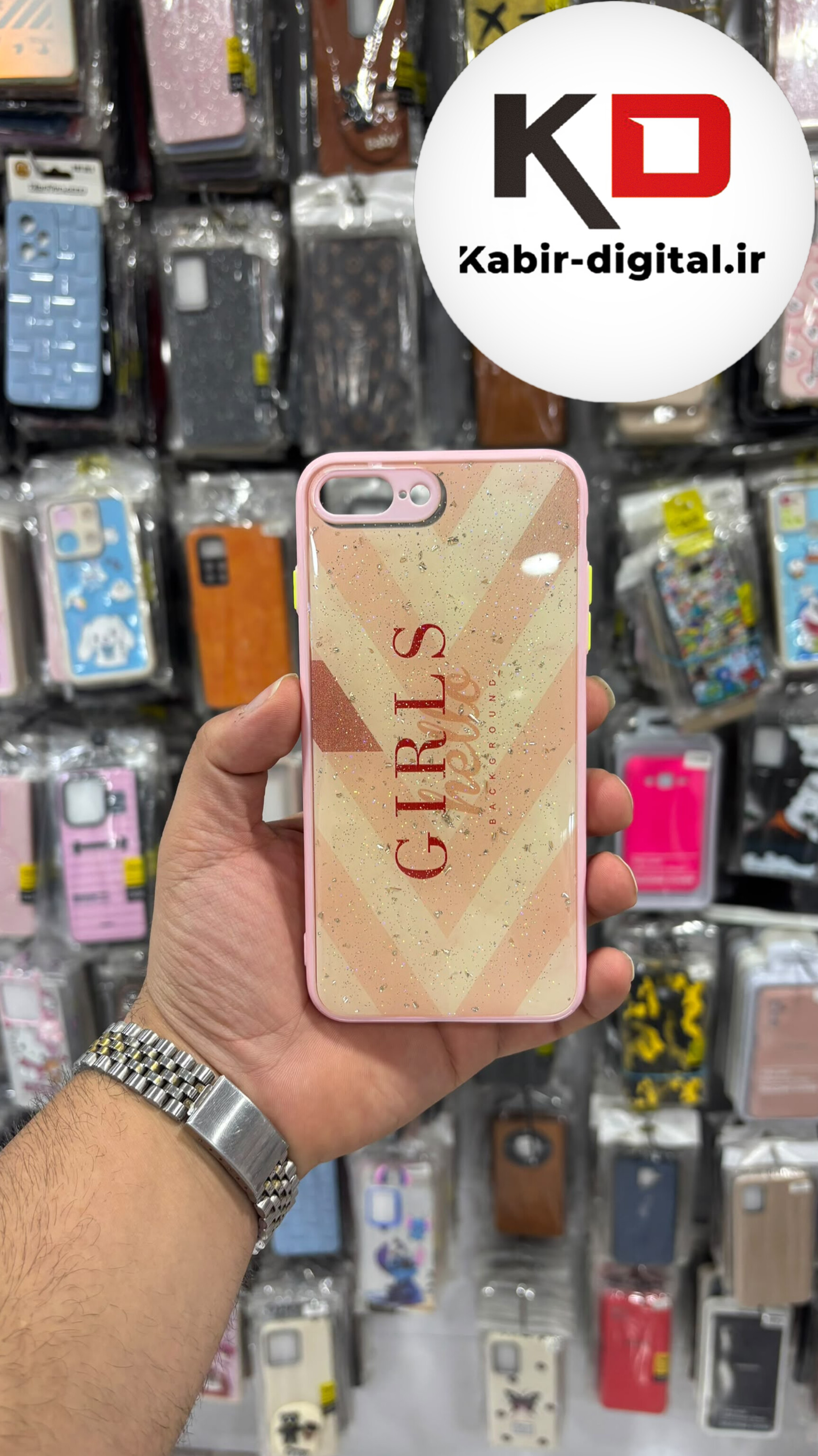 قاب گوشی iPhone 7 Plus - iPhone 8 Plus آیفون طرح رزینی ماربل HARD طرح دخترونه پاپ سوکت دار محافظ لنزدار صورتی