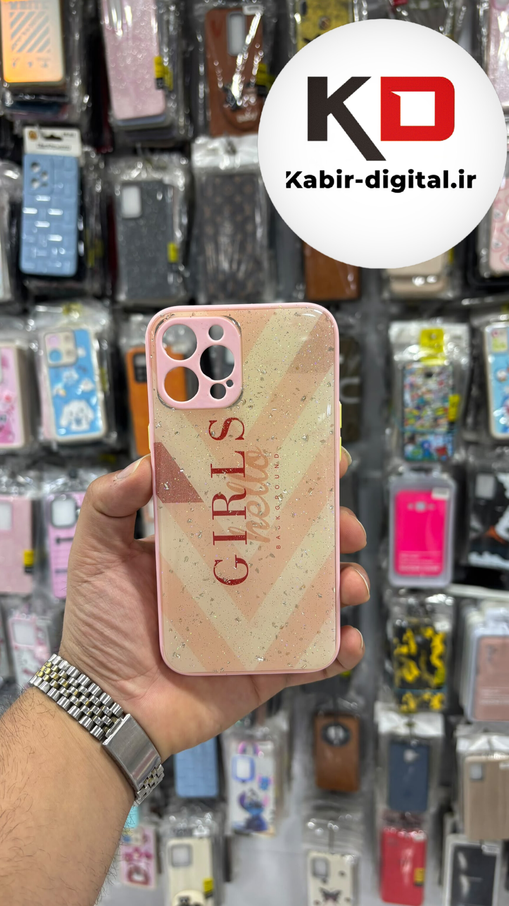 قاب گوشی iPhone 12 Pro Max آیفون طرح رزینی ماربل HARD پاپ سوکت دار محافظ لنزدار صورتی