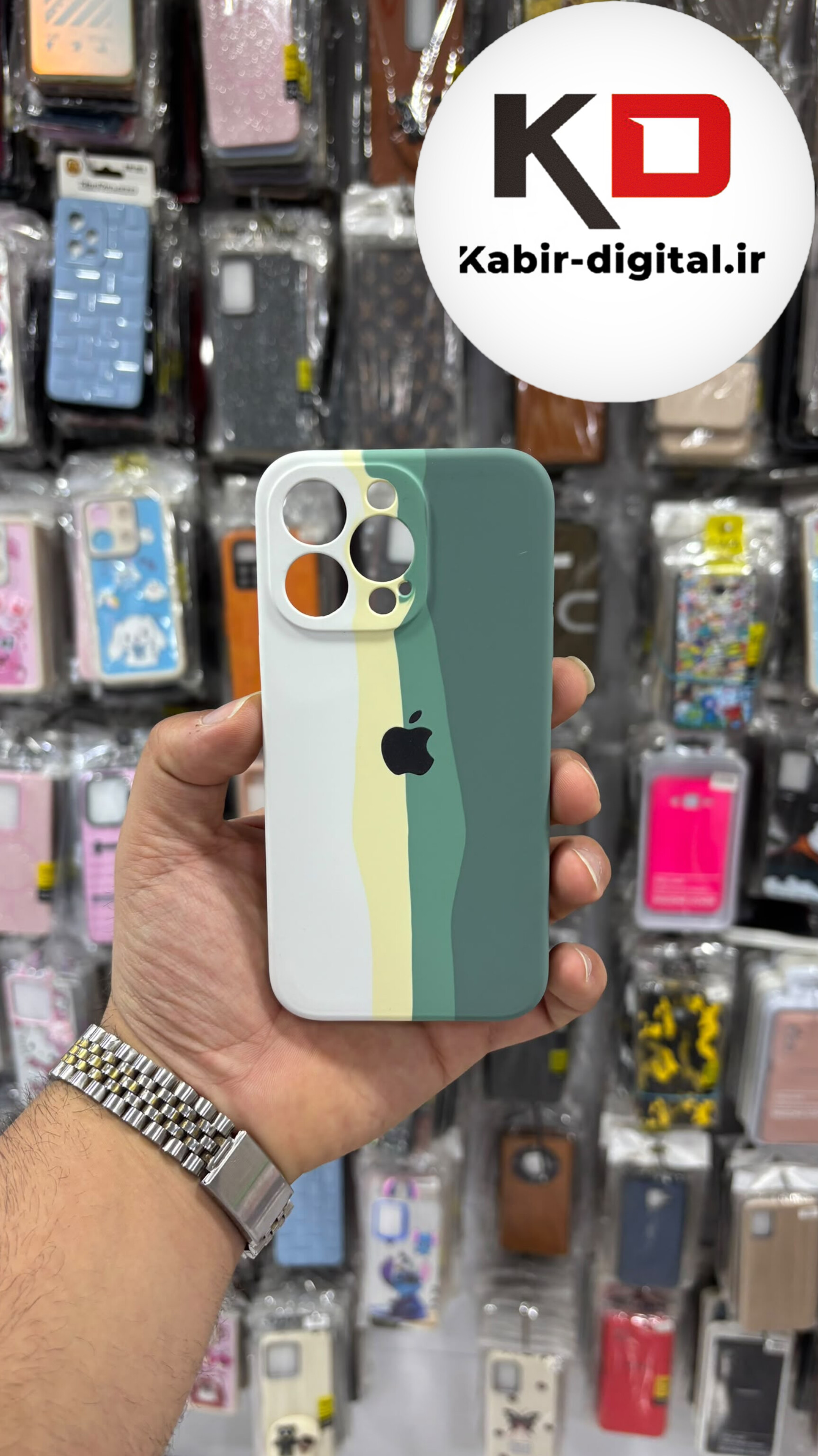 قاب گوشی iPhone 13 Pro آیفون سیلیکونی اورجینال درجه یک رنگین کمان  زیر بسته داخل پارچه محافظ لنزدار
