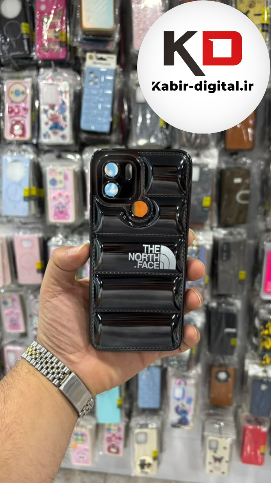 قاب گوشی  A1 Plus / A2 Plus شیائومی طرح پافری براق The North Face محافظ لنز دار مشکیUnique Case