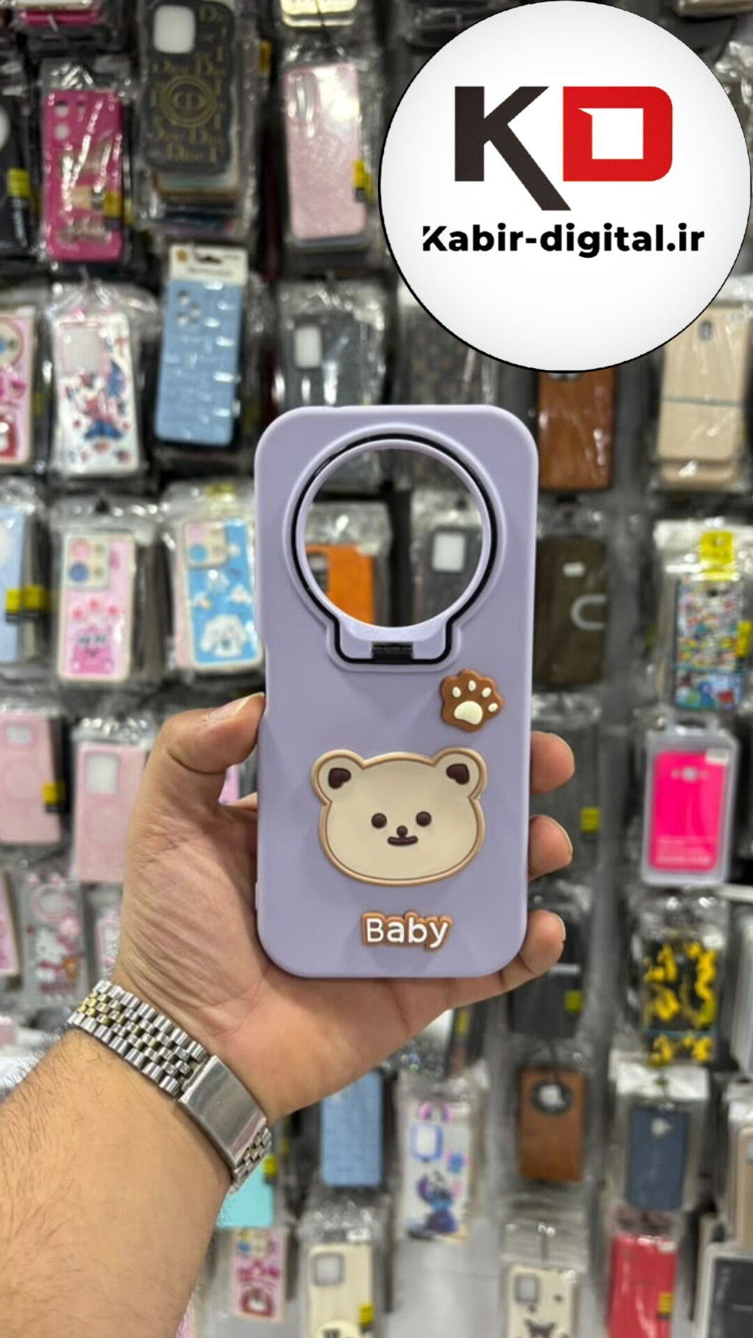 قاب گوشی Redmi A3 / A3X شیائومی سیلیکونی Stand Case پاستلی عروسکی برجسته یاسی لنز استندشو