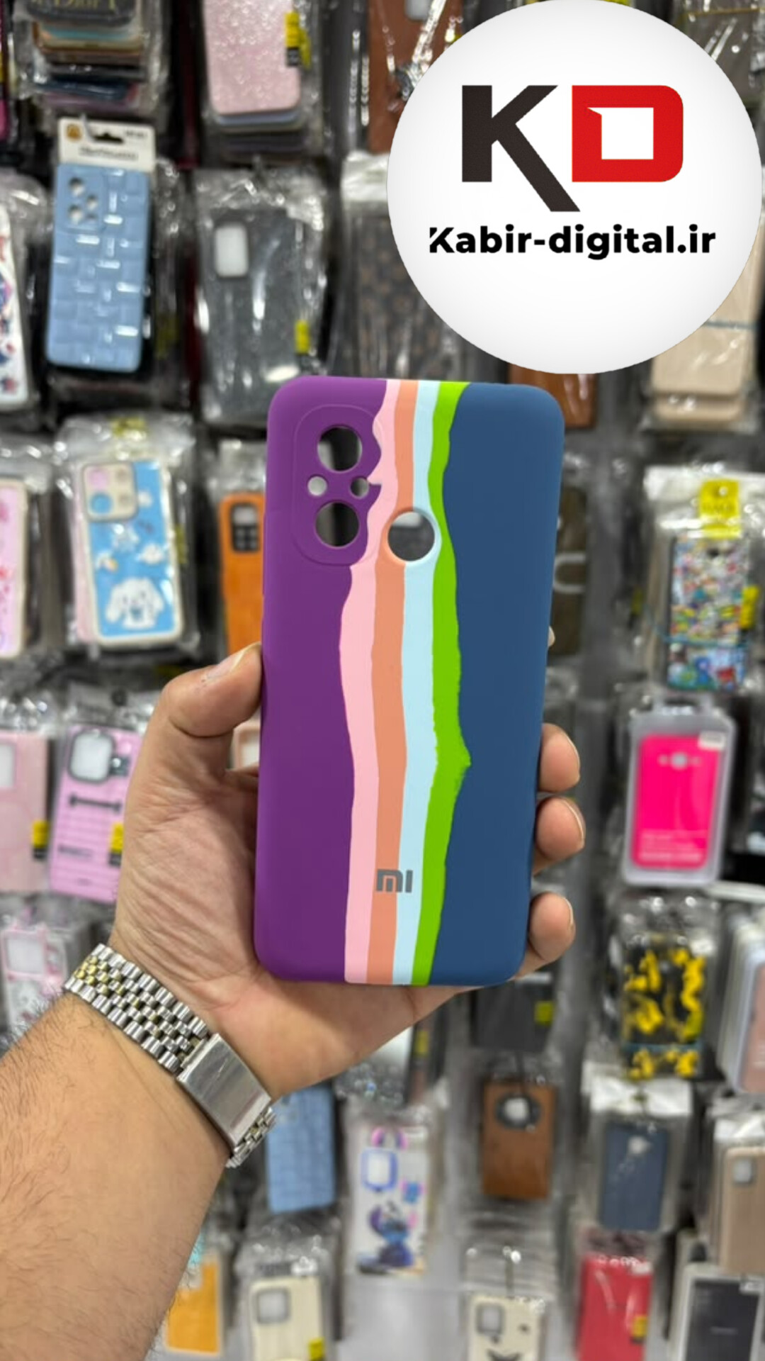 قاب گوشی  POCO C55  / Redmi 12c شیائومی سیلیکونی رنگین کمون اورجینال درجه یک داخل پارچه زیر بسته محافظ لنزدار