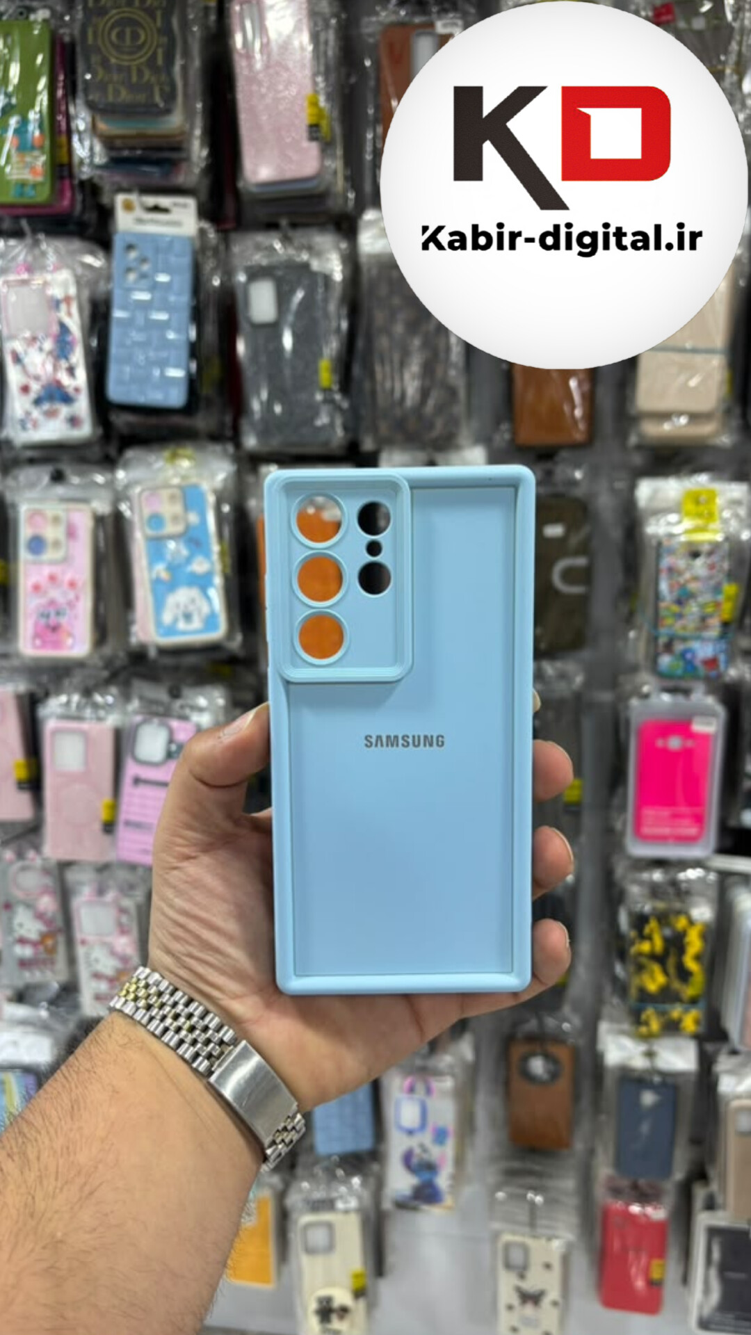 قاب گوشی Galaxy S23 Ultra سامسونگ سیلیکونی Solid Case ضد ضربه منحنی آبی پاستیلی محافظ لنز دار
