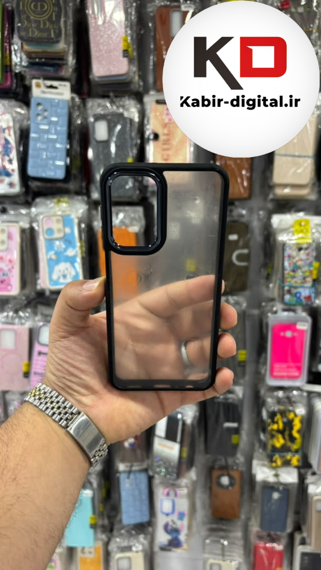 قاب گوشی Galaxy A13 / A23 سامسونگ متال کیس Metal اورجینال طرح پشت طلق شفاف دور سیلیکونی مشکی