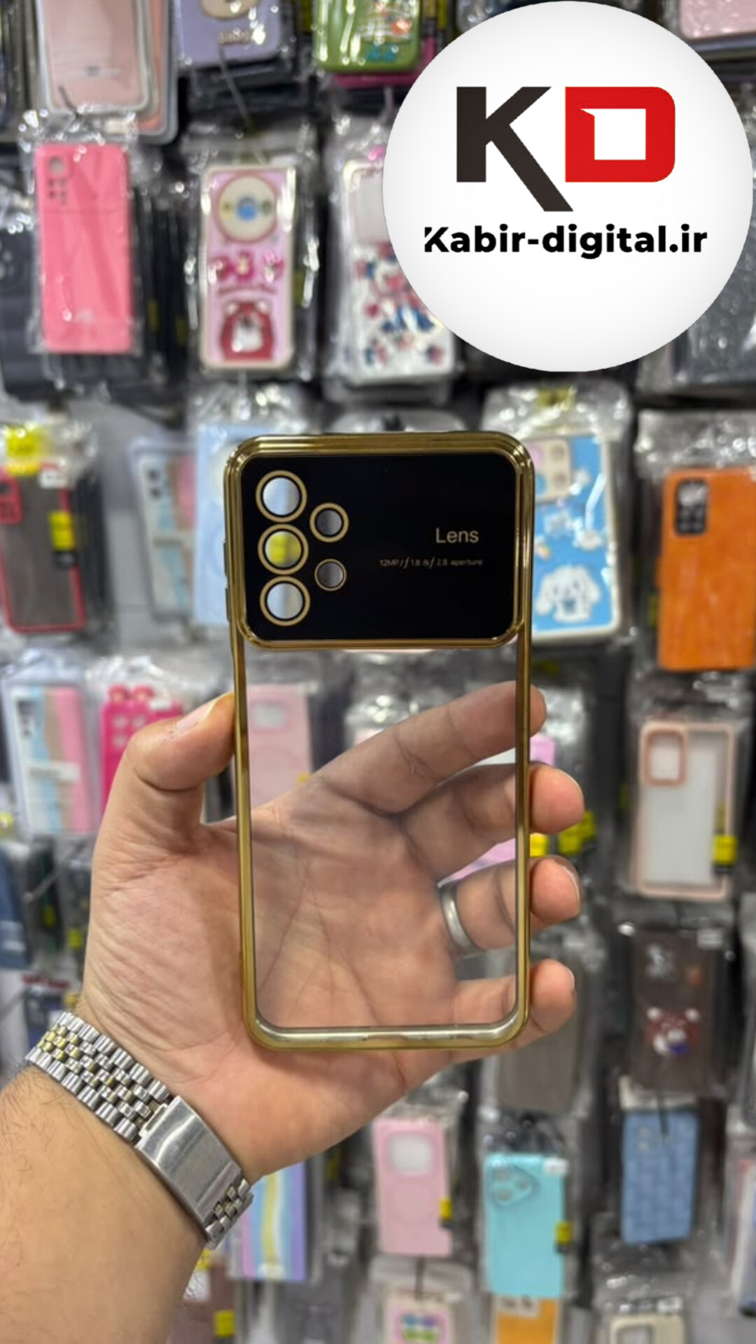 قاب گوشی Galaxy A13 / A23 سامسونگ Camera Lens شفاف دور طلایی محافظ لنزدار