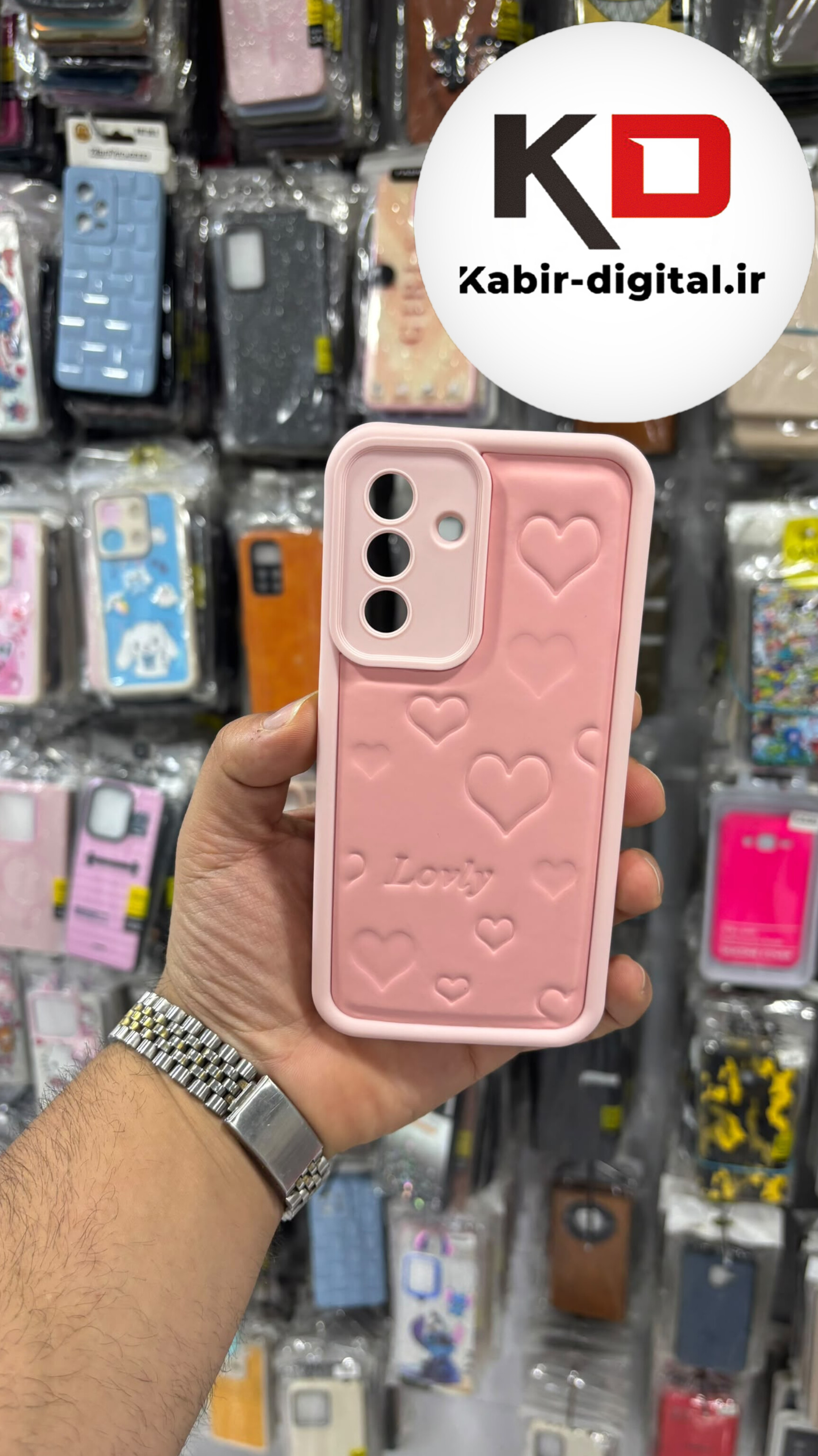 قاب گوشی Galaxy A56 / A36 سامسونگ سیلیکونی Solid Case ضد ضربه منحنی عروسکی خرس صورتی برجسته محافظ لنز دار