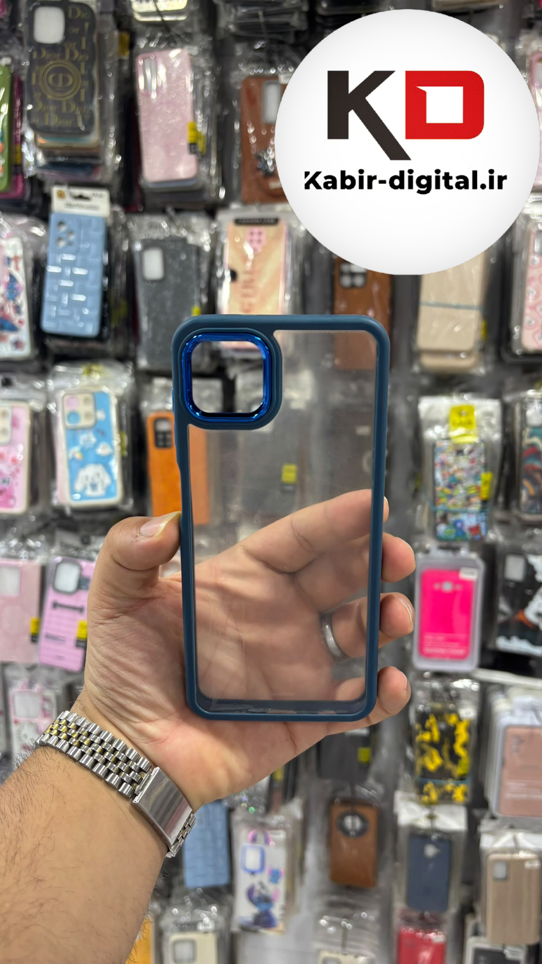 قاب گوشی Galaxy A04 سامسونگ متال کیس Metal اورجینال طرح پشت طلق شفاف دور سیلیکونی آبی
