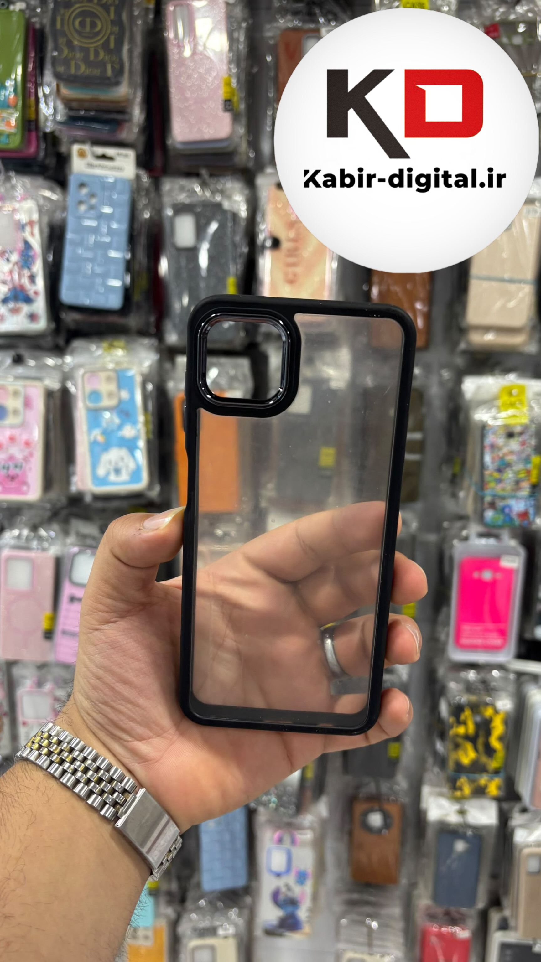 قاب گوشی Galaxy A04 سامسونگ متال کیس Metal اورجینال طرح پشت طلق شفاف دور سیلیکونی مشکی
