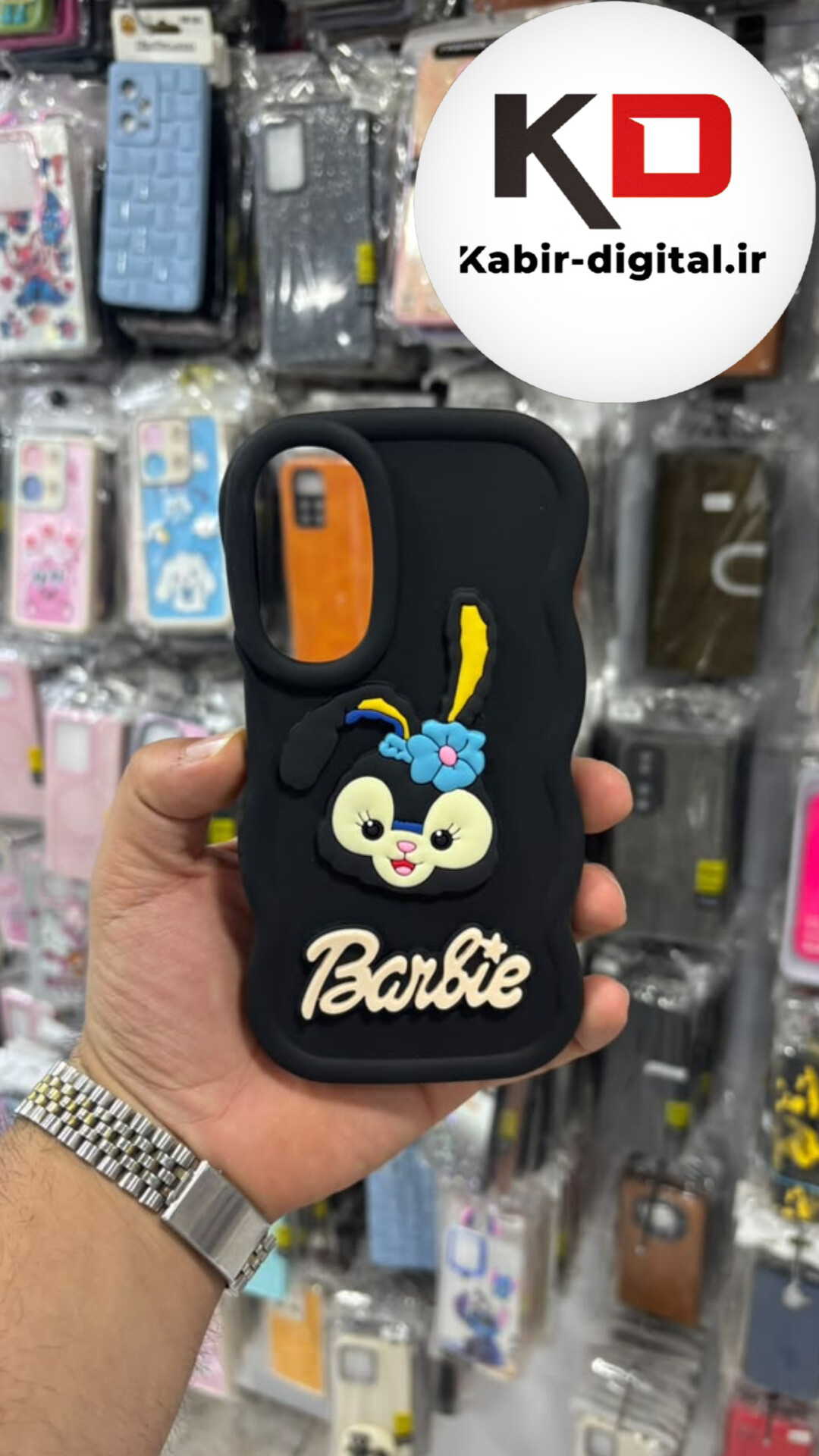 قاب گوشی Galaxy A15 / A25 / A24 سامسونگ سیلیکونی Solid Case ضد ضربه منحنی عروسکی خرگوش مشکی محافظ لنز دار