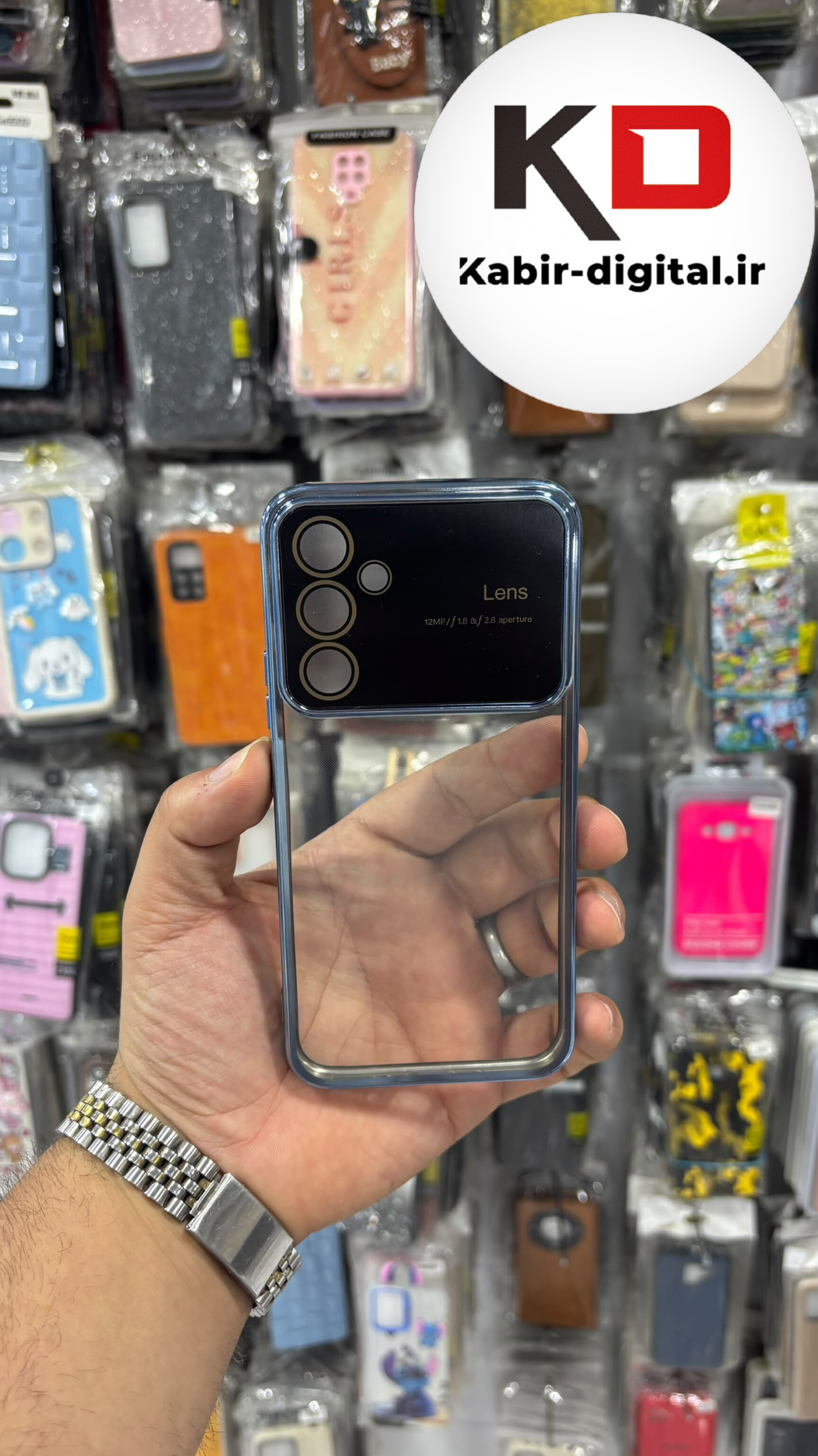 قاب گوشی Galaxy A54 سامسونگ Camera Lens شفاف دور آبی محافظ لنزدار