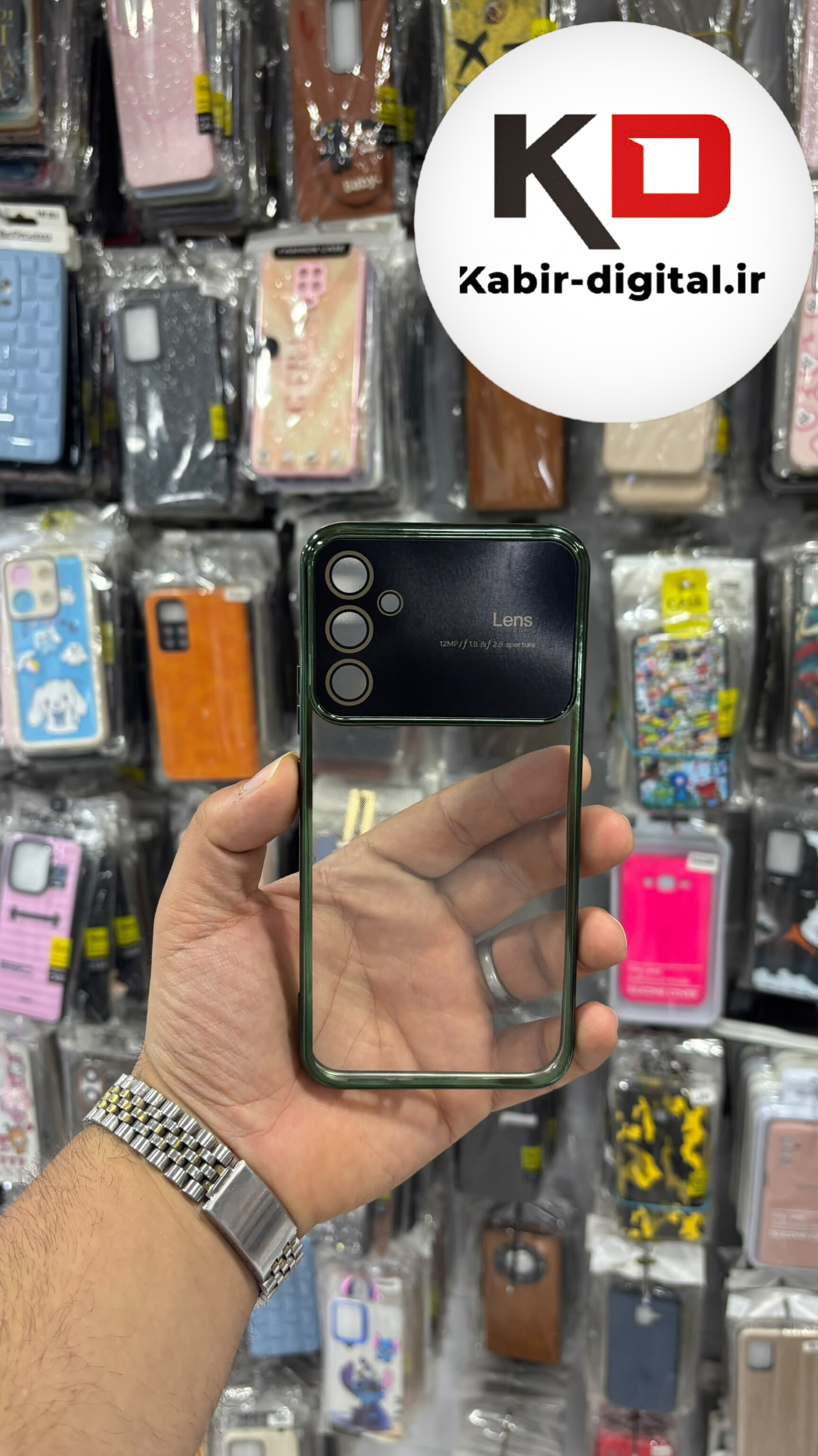 قاب گوشی Galaxy A34 سامسونگ Camera Lens شفاف دور سبز محافظ لنزدار