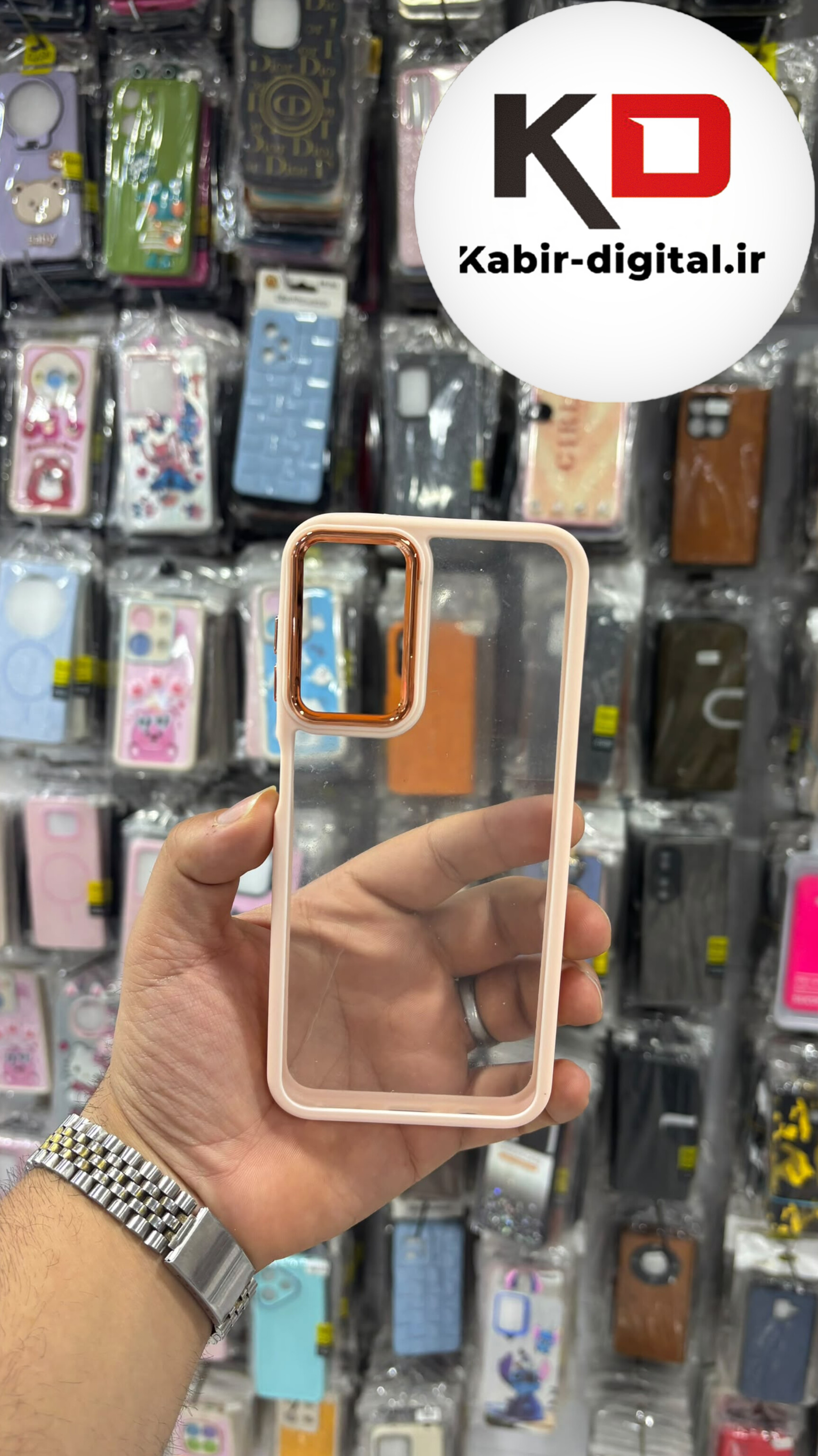 قاب گوشی Galaxy A14 / M14 سامسونگ  متال کیس Metal اورجینال طرح پشت طلق شفاف دور سیلیکونی گلبهی