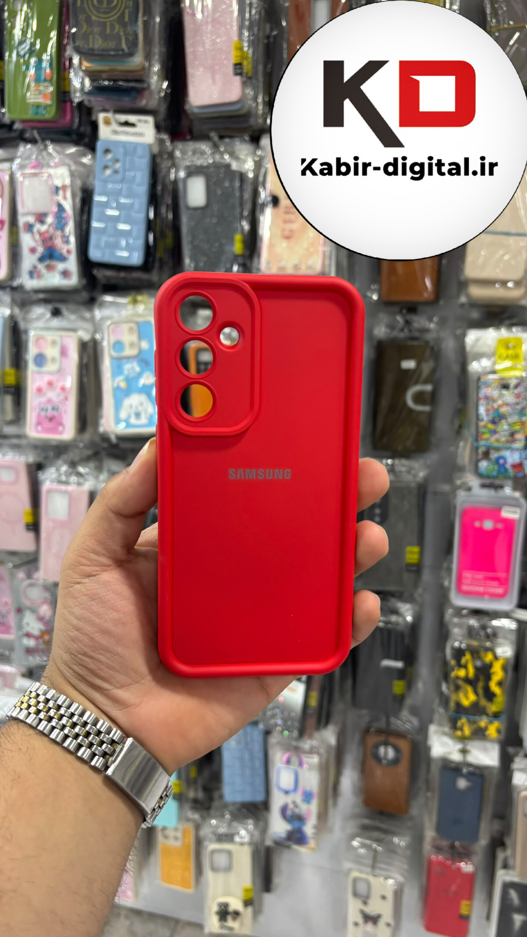 قاب گوشی Galaxy A55 سامسونگ سیلیکونی Solid Case اورجینال ضد ضربه منحنی محافظ لنز دار قرمز