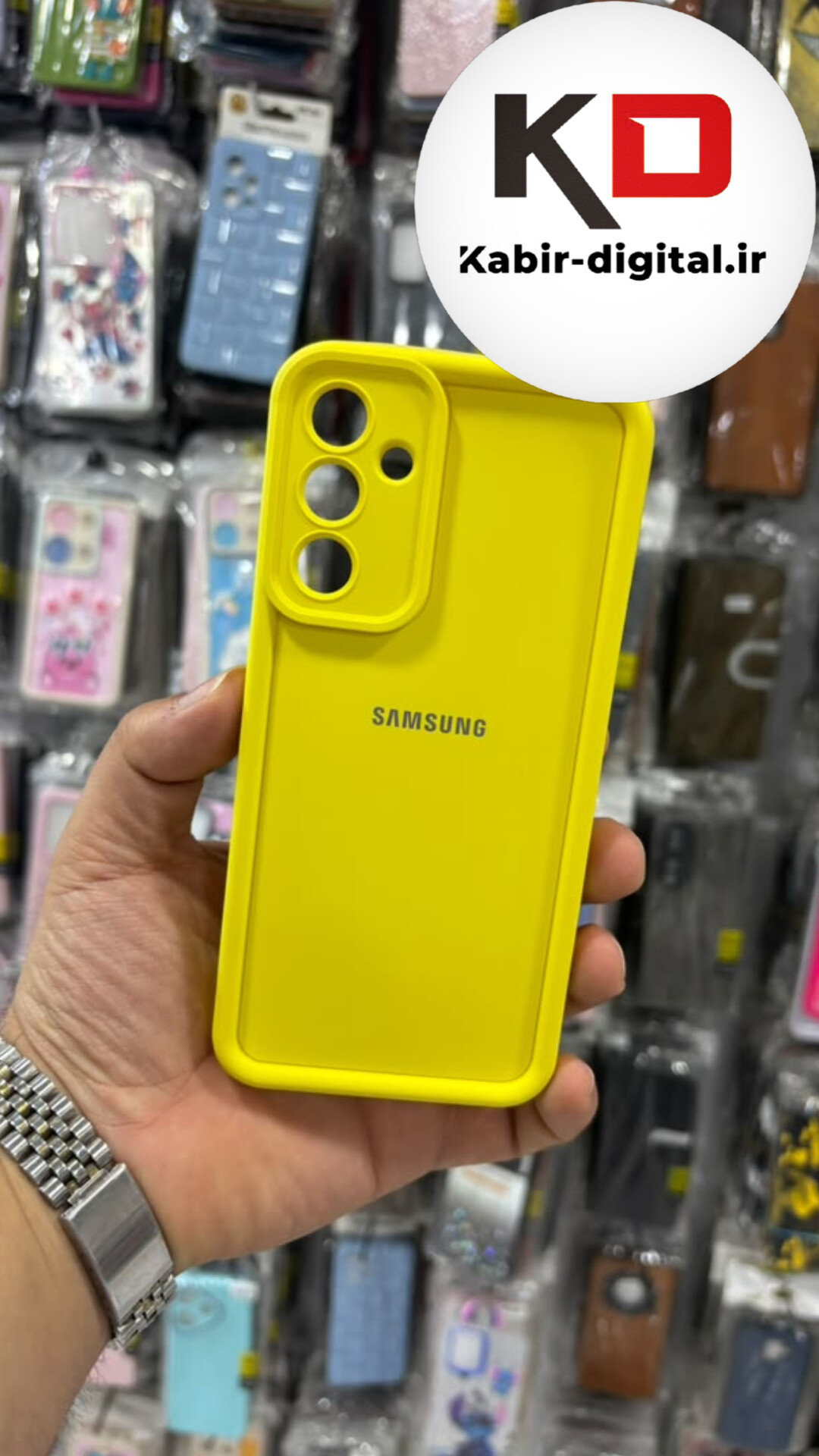 قاب گوشی Galaxy M55 سامسونگ سیلیکونی Solid Case اورجینال ضد ضربه منحنی محافظ لنز دار زرد