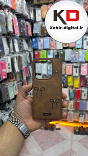 قاب گوشی Redmi Note 14 4G شیائومی اورجینال یونیک کیس چرمی دوخت طرح پاپیون داخل پارچه