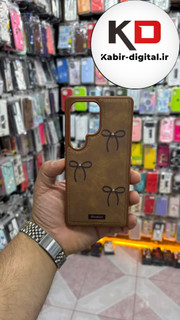 قاب گوشی Galaxy S25 Ultra سامسونگ اورجینال یونیک کیس چرمی دوخت طرح پاپیون داخل پارچه