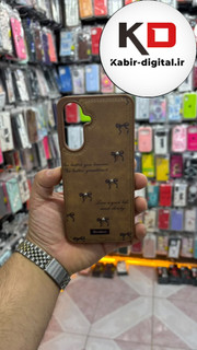 قاب گوشی Galaxy A57 / A37 سامسونگ اورجینال یونیک کیس چرمی دوخت طرح پاپیون داخل پارچه